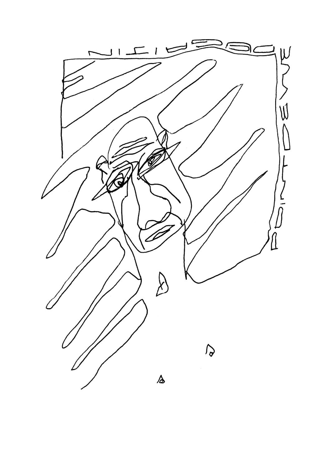 Dessin, Illustration, Japon, Onsen, Personnage, Homme, Eau, Eau chaude, Fumée, Portrait, Visage, Regard, Écriture manuscrite, Stylo bic, Bic, Stylo à billes, Noir et blanc, n&b, nb