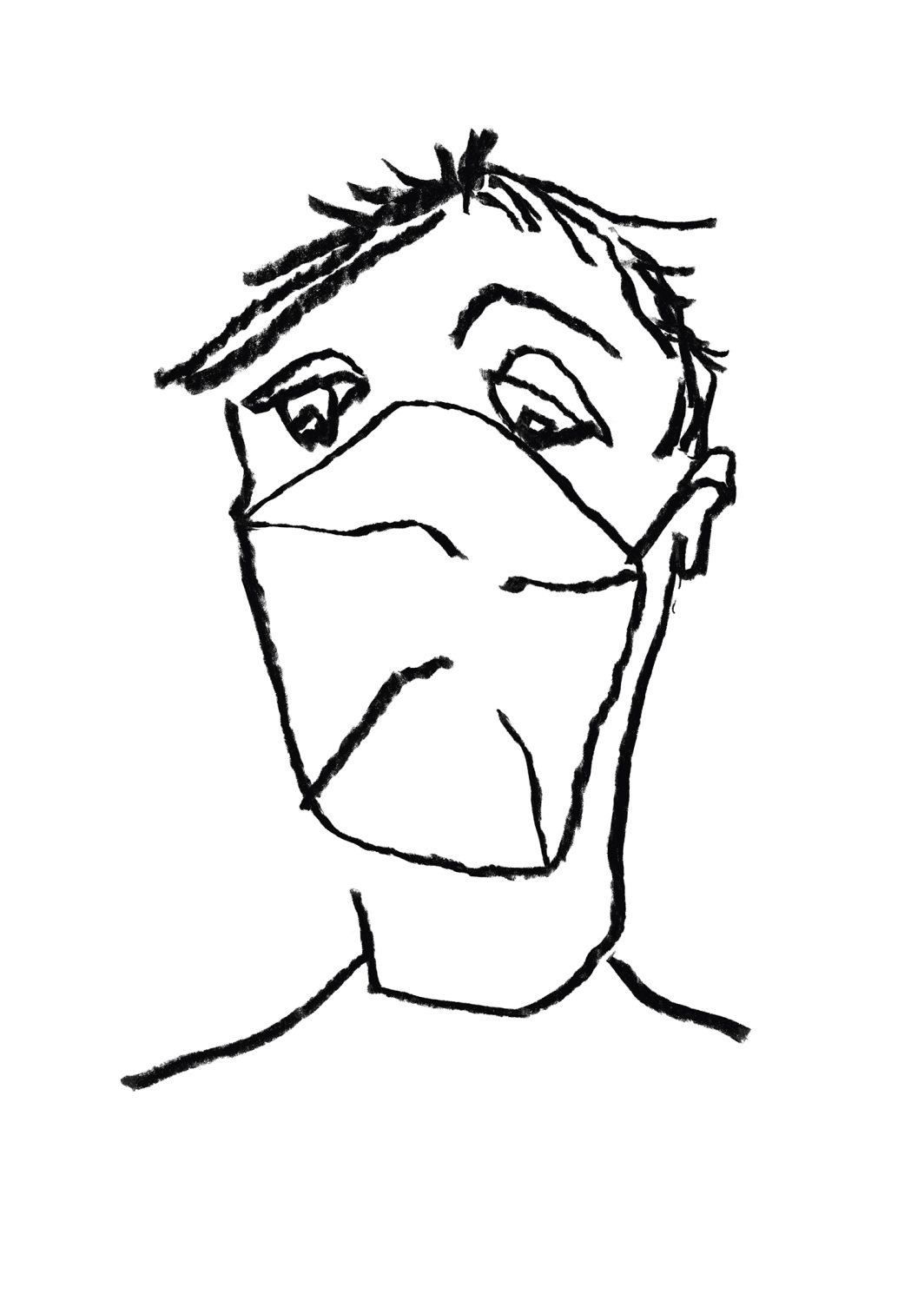 Dessin, Illustration, Covid, Corona, Croquis, Le Pari(s) confiné, Ouvrage, Livre, Livre photo, Éditions de Ouf, Confiné, Confinement, Protection, Protéger, Protégé, Masque, Portrait, Visage, Regard, Cheveux en bataille, Personnage, Homme, Crayon noir, Crayon, Crayon gras, Noir et blanc, n&b, nb